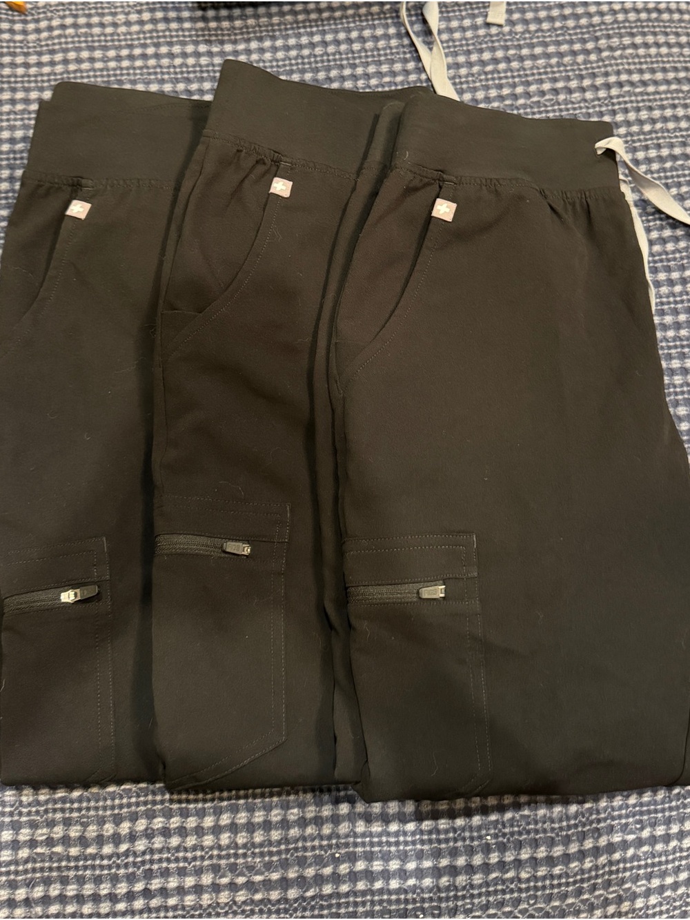 3 pairs of black Figs scrubs Zamora joggers xsp